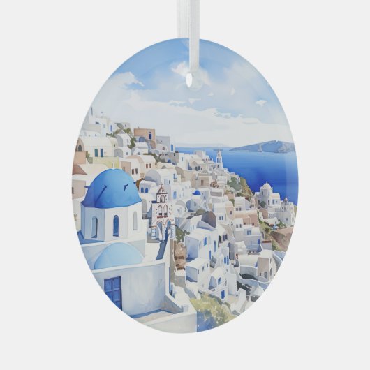 Santorini Glas Ornament (Voorkant Rechts)