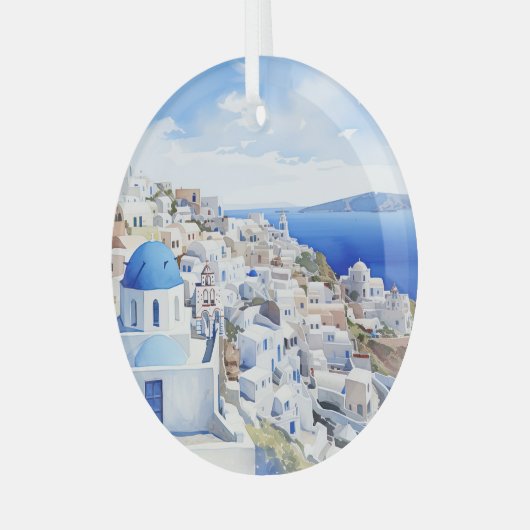 Santorini Glas Ornament (Voorkant links)