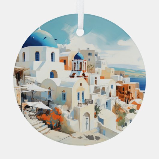 Santorini Glas Ornament (Achterkant)