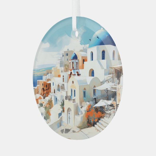Santorini Glas Ornament (Voorkant links)