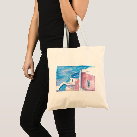 Santorini Greece All Blue Tote Bag (Voorkant (product))