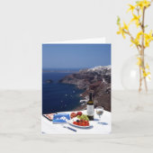 Santorini Greece Blank Folded Wenskaart Kaart (Gele Bloem)