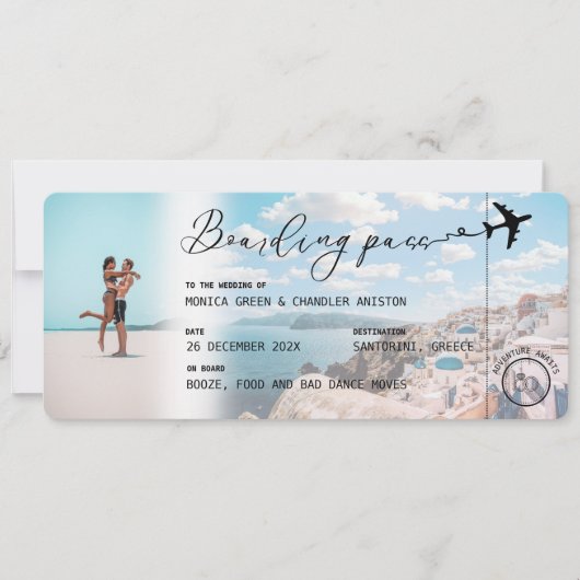 SANTORINI Greece Boarding Pass QR Photo Weduwen Kaart (Voorkant)