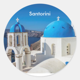 Santorini Greece Coffee Mok Ronde Sticker