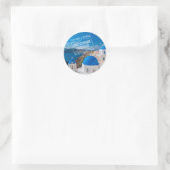 Santorini Greece Destination Custom Passport Stamp Ronde Sticker (Tas)