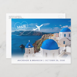 Santorini Greece Destination Wedding Save the Date Aankondigingskaart