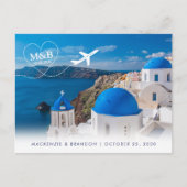 Santorini Greece Destination Wedding Save the Date Aankondigingskaart (Voorkant)