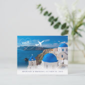 Santorini Greece Destination Wedding Save the Date Aankondigingskaart (Staand voorkant)