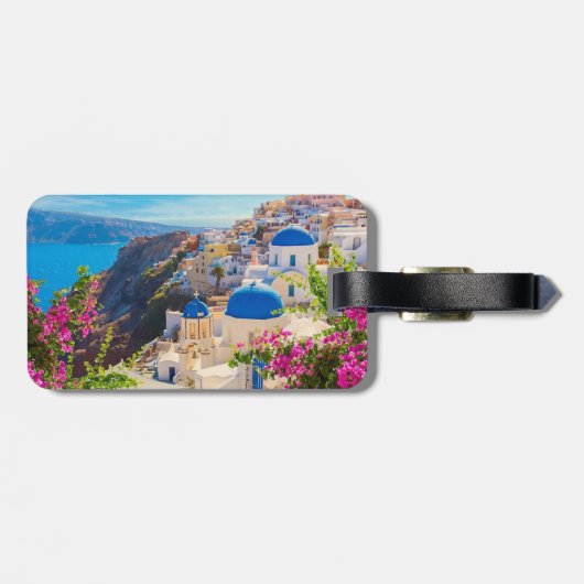 Santorini Greece gestileerd Bagagelabel (Achterkant horizontaal)