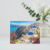 Santorini Greece gestileerd Briefkaart (Staand voorkant)