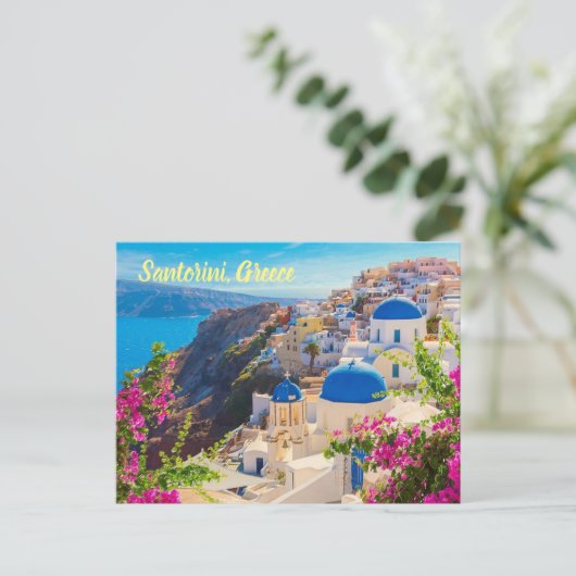 Santorini Greece gestileerd Briefkaart (Staand voorkant)