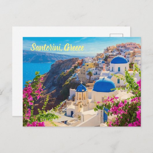 Santorini Greece gestileerd Briefkaart (Voorkant / Achterkant)