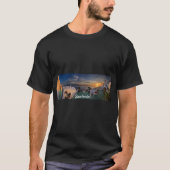 Santorini Greece Ia Panorama Sunset Windmill T-shirt (Voorkant)