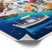 Santorini Greece Illustration Travel Art Vintage Poster (Hoek)