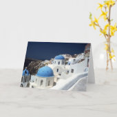 Santorini Greece Island Blue Zee Sky Blank Card Kaart (Gele Bloem)