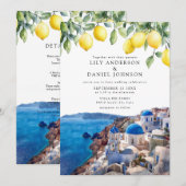 Santorini Greece Lemons All In One Wedding Kaart (Voorkant / Achterkant)