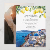 Santorini Greece Lemons Photo Wedding Kaart (Voorkant / Achterkant)