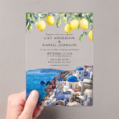 Santorini Greece Lemons Wedding Acryl Uitnodigingen (Insitu (Draagbaar))