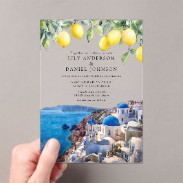 Santorini Greece Lemons Wedding Acryl Uitnodigingen