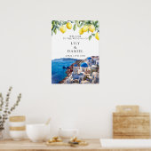 Santorini Greece Lemons Wedding Welcome Sign Poster (Keuken)