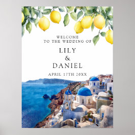 Santorini Greece Lemons Wedding Welcome Sign Poster