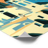 Santorini Greece Minimalistisch  Poster voor kunst (Hoek)