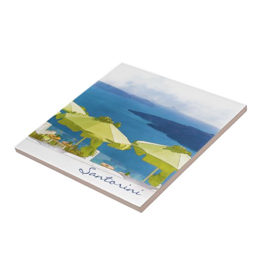 Santorini Greece Painting Tegeltje (Zijkant)