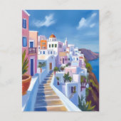 Santorini Greece Painting Watercolor Travel Briefkaart (Voorkant)