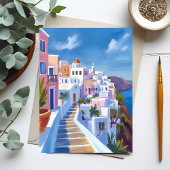 Santorini Greece Painting Watercolor Travel Briefkaart