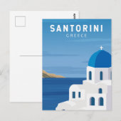 Santorini Greece Retro  Briefkaart (Voorkant / Achterkant)