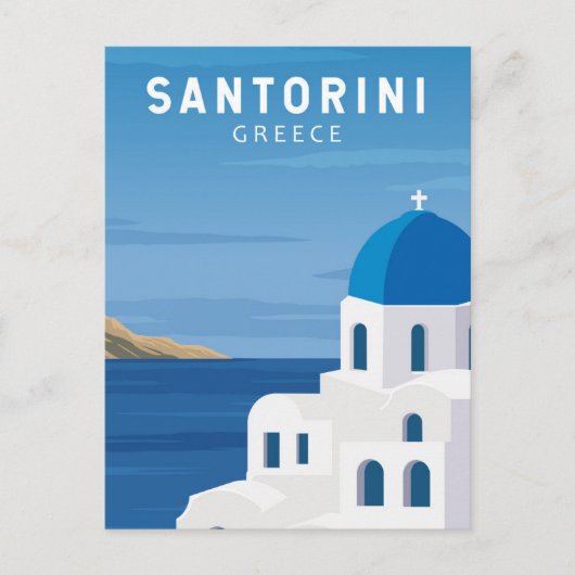 Santorini Greece Retro  Briefkaart (Voorkant)