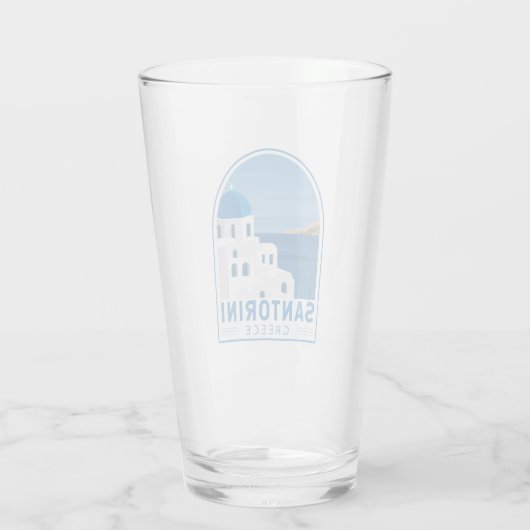 Santorini Greece Retro Glas (Achterkant)