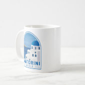 Santorini Greece Retro Koffiemok (Voorkant links)