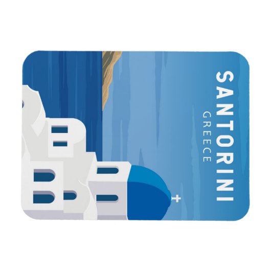 Santorini Greece Retro  Magneet (Horizontaal)