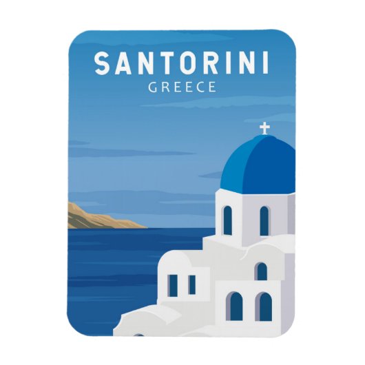 Santorini Greece Retro  Magneet (Verticaal)
