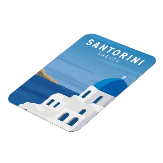 Santorini Greece Retro Magneet (Linkerzijde)