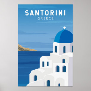 Santorini Greece Retro  Poster