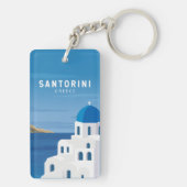 Santorini Greece Retro  Sleutelhanger (achterkant)