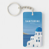 Santorini Greece Retro Sleutelhanger (Voorkant)