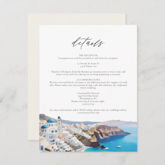 SANTORINI GREECE Skyline Destination Details Kaart (Voorkant / Achterkant)