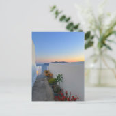Santorini Greece Street Planten Sunset Briefkaart (Staand voorkant)