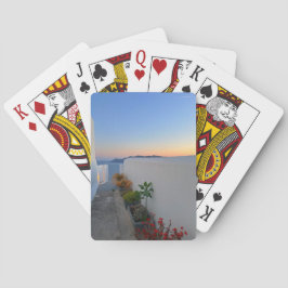 Santorini Greece Street Planten Sunset Pokerkaarten