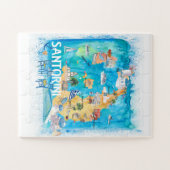 Santorini Greece Travel map Legpuzzel (Horizontaal)