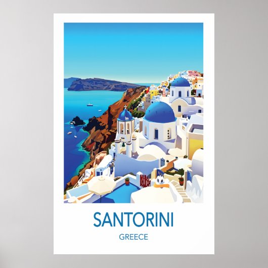 Santorini Greece Travel Poster (Voorkant)