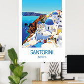 Santorini Greece Travel Poster (Thuiskantoor)