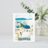 Santorini Greece Travel Waterverf Briefkaart (Staand voorkant)