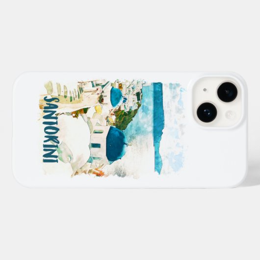 Santorini Greece Travel Waterverf Case-Mate iPhone Case (Achterkant (horizontaal))