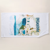 Santorini Greece Travel Waterverf Strandlaken (Voorkant)