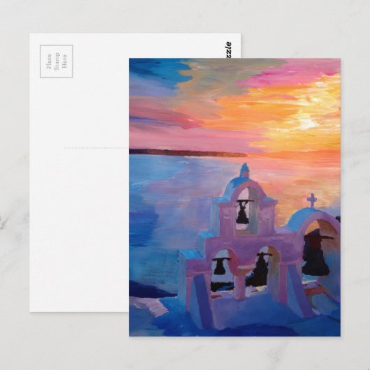 Santorini Greece Uitzicht uit Oia tijdens de Sunse Briefkaart (Voorkant / Achterkant)