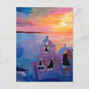 Santorini Greece Uitzicht uit Oia tijdens de Sunse Briefkaart